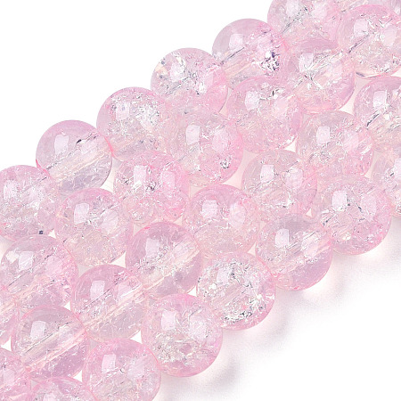 Transparent Crackle Baking Painted Glass Beads Strands X1-DGLA-T003-01A-14-1