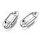 Non-Tarnish 304 Stainless Steel Fold Over Clasps, Stainless Steel Color, 20.5x8.5x4mm, Hole: 3x3mm