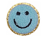 Flat Round with Smiling Face Computerized Towel Embroidery Cloth Iron on/Sew on Patches, Chenille Appliques, Costume Accessories, Aqua, 50mm