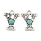 Synthetic Turquoise & Alloy Pendants, Letter Charms, Antique Silver, Letter Y, 24x18x4mm, Hole: 3mm