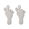 Rack Plating Brass Pendants,  Long-Lasting Plated, Foot, Platinum, 11.5x6x0.3mm, Hole: 0.9mm