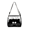 Cat Polyester Shoulder Bags, for Women Bags, Rectangle, Black, 30x25cm