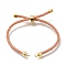 Braided Cotton Cord Slider Bracelet Making, with Rack Plating Brass Findings, Real 18K Gold Plated, Dark Salmon, 8-5/8x1/8 inch(22x0.3cm), Hole: 2mm