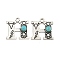 Synthetic Turquoise & Alloy Pendants, Letter Charms, Antique Silver, Letter H, 25x24x5mm, Hole: 3mm