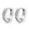 304 Stainless Steel Micro Pave Clear Cubic Zirconia Huggie Hoop Earrings, with 316 Stainless Steel Pins, Stainless Steel Color, 9.5x2x9.5mm