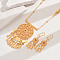 Elegant French Style Fashionable Brass Earrings & Necklaces Set for Women, Real 18K Gold Plated