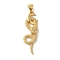 Brass Pendant, Real 18K Gold Plated, Snake, 33x9x4mm, Hole: 5.5x3.5mm