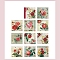 50pcs Retro Scrapbook Paper, Collage Creative Journal Decoration Backgroud Sheets, Flower, Red, 140x140mm, 50pcs/set