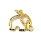 Real 18K Gold Plated Brass Pave Cubic Zirconia Pendants, with Jump Rings, Elephant, Colorful, 15x16x2mm, Hole: 3mm