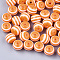 Round Striped Resin Beads, Dark Orange, 10x9mm, Hole: 1.8~2mm