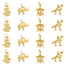 DICOSMETIC 16Pcs 4 Style Brass Micro Pave Cubic Zirconia Animal Pendants, Lead Free & Cadmium Free, Long-Lasting Plated, Dinosaur/Elephant/Rabbit/Turtle, Real 18K Gold Plated, 14~18.5x11~18x2.5~5mm, Hole: 3~3.6mm, 4pcs/style