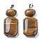 Natural Tiger Eye Big Human Body Shaped Pendants, Rack Plating Brass Oval & Rectangle Charms, Platinum, 50x22.5x8mm, Hole: 8x5mm