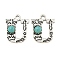 Synthetic Turquoise & Alloy Pendants, Letter Charms, Antique Silver, Letter U, 24.5x19.5x4.5mm, Hole: 3mm