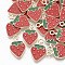 Alloy Enamel Pendants, Light Gold, Strawberry, Red, 20.5x13x2mm, Hole: 2mm