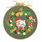 Christmas Pattern DIY Embroidery Kit, including Embroidery Needles & Thread, Cotton Linen Cloth, Cat Shape, 300x300mm