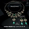 Alloy & Rhinestone Studs Earrings & Necklaces Set, Jewely for Women, Flower & Teardrop, Peridot, 600mm