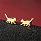 Stainless Steel Stud Earrings, Cat Shape, Golden, 8x13mm