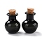 Round Glass Cork Bottles Ornament, Glass Empty Wishing Bottles, DIY Vials for Pendant Decorations, Black, 1.8x2.3cm