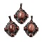 Synthetic Goldstone Rhombus Pendants, Red Copper Tone Brass Charms, 34x27x8mm, Hole: 8x5mm