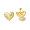 Rack Plating Heart Brass Clear Cubic Zirconia Stud Earrings, Lead Free & Cadmium Free, Long-Lasting Plated, Real 18K Gold Plated, 17.5x21.5mm