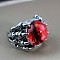 Dragon Eye Men's Fashion Ring Zinc Alloy Hip-hop Ring, Red, Antique Silver, show in picture