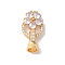 Brass Micro Pave Cubic Zirconia Fold Over Clasps, with Glass, Flower, Ghost White, 22mm, Hole: 4.5mm