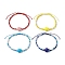 4Pcs 4 Colors Porcelain Braided Bead Anklets, with Glass Beads, Tortoise, Mixed Color, Inner Diameter: 2-3/4~4-3/8 inch(7~11cm), 1pc/color