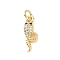 Brass Micro Pave Cubic Zirconia Pendants, with Jump Ring, Snake Charm, Golden, 15.5x5x2.5mm, Hole: 2.8mm