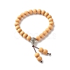 Natural Wood Mala Bead Bracelet for Men Women BJEW-JB06906-1