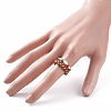 2Pcs 2 Style Shell Pearl & Glass Seed & Brass Braided Rings RJEW-TA00030-5