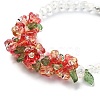 Flower Glass Beaded Link Bracelet with Alloy Clasps for Women BJEW-TA00310-02-2