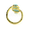 Round Natural Gemstone Open Cuff Rings RJEW-C087-02G-4