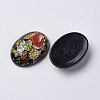 Printed Flower Picture Resin Cabochons GGLA-K001-18x25mm-07-2
