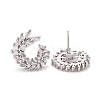 Brass Micro Pave Clear Cubic Zirconia Stud Earrings EJEW-L224-46P-2