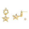 Cubic Zirconia Star Dangle Earrings EJEW-N011-78-4