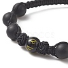 Natural Dyed & Heated Black Agate Round Braided Bead Bracelet BJEW-JB09184-4