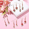 Valentine's Day Theme Alloy Enamel Rose Dangle Earrings with Glass Beaded EJEW-JE05336-2