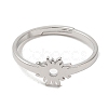 304 Stainless Steel Flower Adjustable Ring for Women RJEW-M149-03P-1