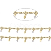 Brass Rectangle & Cubic Zirconia Flat Round Link Chains CHC-P010-03G-2