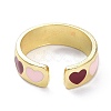 Heart Pattern Alloy Enamel Cuff Rings RJEW-Z008-16LG-D-2