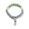 Natural Lava Rock Beads Stretch Charm Bracelets BJEW-E376-01B-1