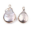 Electroplate Natural Baroque Pearl Keshi Pearl Pendants PEAR-Q008-22G-3