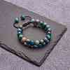 Natural Apatite Braided Bead Bracelet BJEW-SW00001-09-3