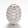 Hollow Oval Brass Micro Pave Cubic Zirconia Beads ZIRC-F020-15-FF-3