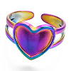 304 Stainless Steel Heart Cuff Rings RJEW-N038-118M-3