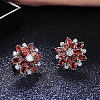 Brass Micro Pave Cubic Zirconia Stud Earrings LM0648-5-1