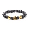 Natural Lava Rock Round Beads Essential Oil Anxiety Aromatherapy Bracelets X1-BJEW-JB06921-3