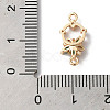 Brass Pave Clear Cubic Zirconia Flower Ring Links Connector Charms KK-C062-044G-02-3