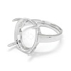 Adjustable Rhodium Plated 925 Sterling Silver Finger Ring Components STER-E061-24A-P-3