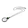 Flat Round Glass Magnifying Pendant Necklace for Women NJEW-K125-01B-03-2